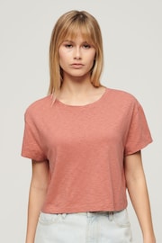 Superdry Pink Slouchy Cropped T-Shirt - Image 1 of 5