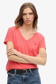 Superdry Coral Pink Studios Embroidered 100% Cotton V-Neck T-Shirt - Image 5 of 9