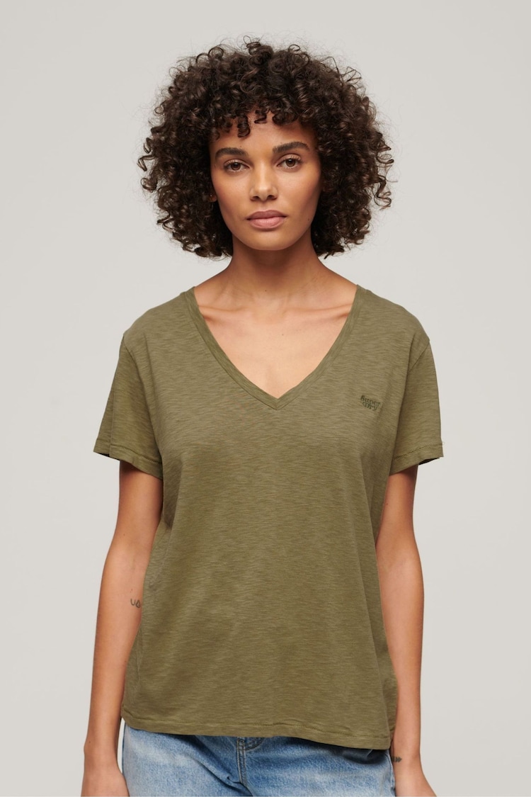 Superdry Tornado Green Studios Embroidered 100% Cotton V-Neck T-Shirt - Image 2 of 9