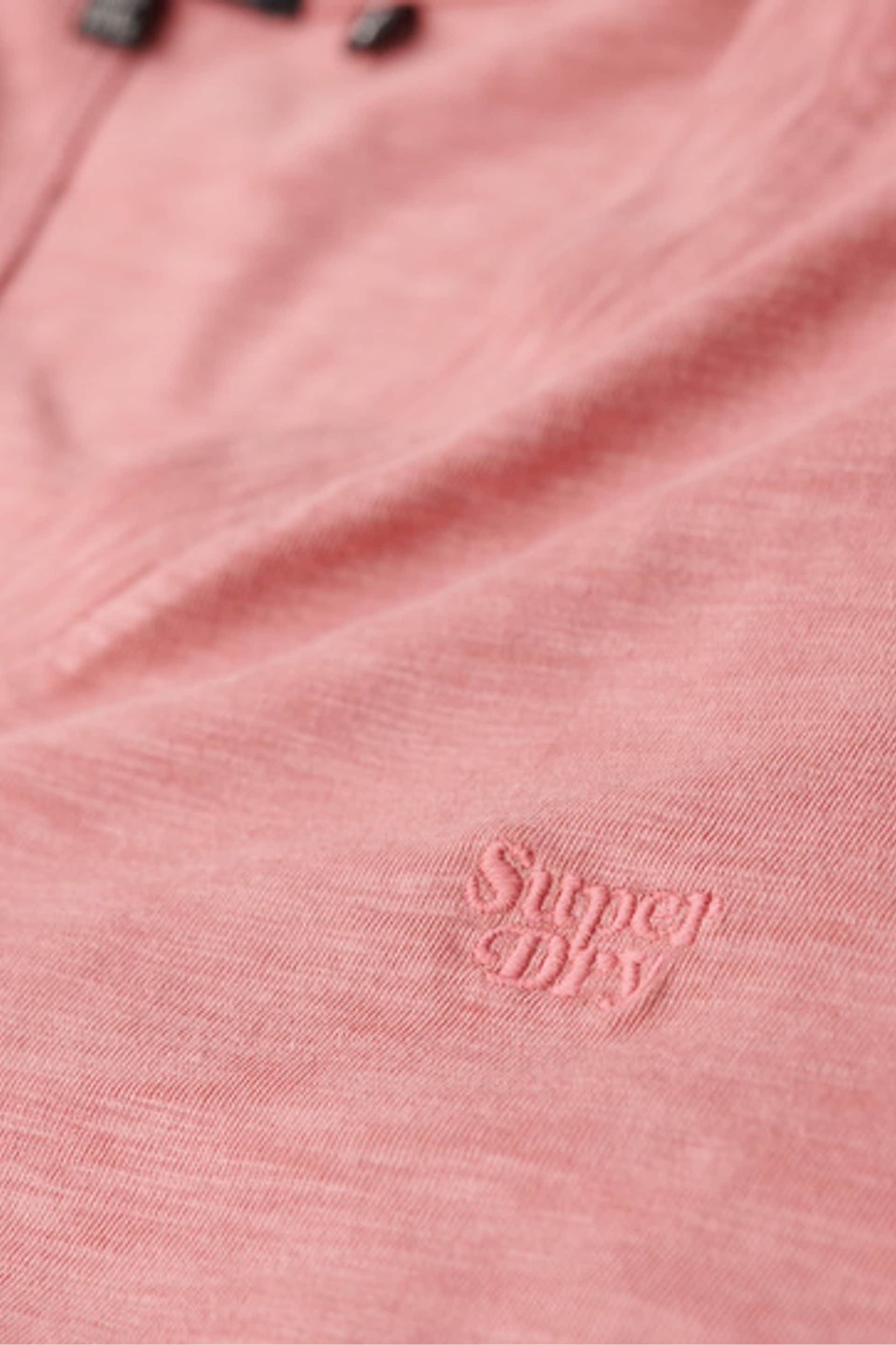 Superdry Dusty Rose Pink Slub Embroidered V-Neck T-Shirt - Image 5 of 6