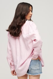 Superdry Pink Casual Linen Boyfriend Shirt - Image 2 of 6