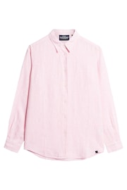 Superdry Pink Casual Linen Boyfriend Shirt - Image 4 of 6