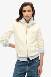 Superdry White Essential Logo Zip Hoodie - Image 1 of 4