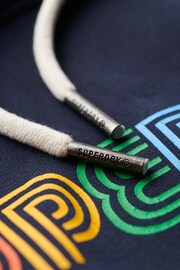Superdry Blue Rainbow Logo Graphic Hoodie - Image 6 of 6