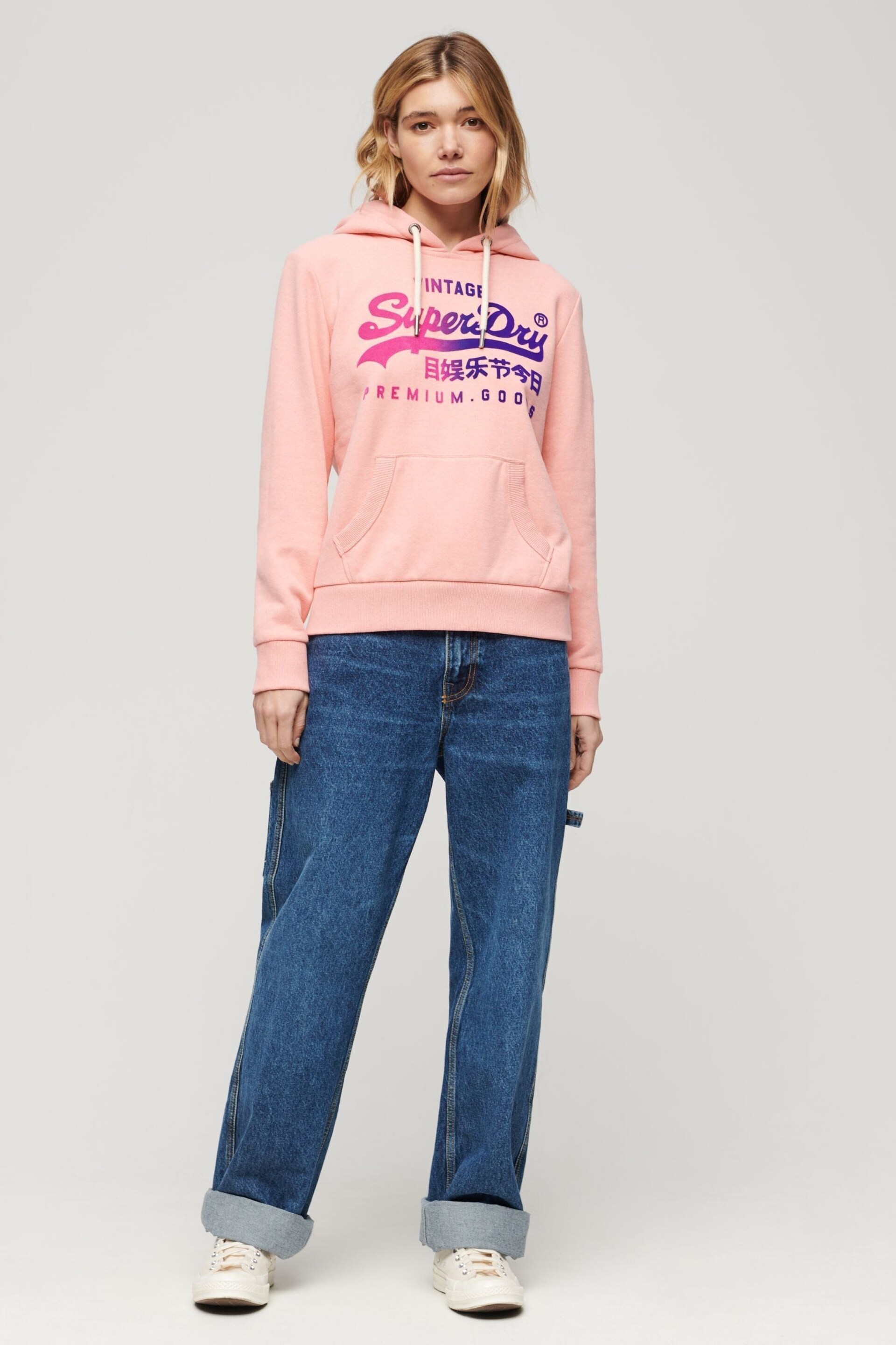 Superdry Pink Tonal Vintage Logo Graphic Hoodie - Image 3 of 7