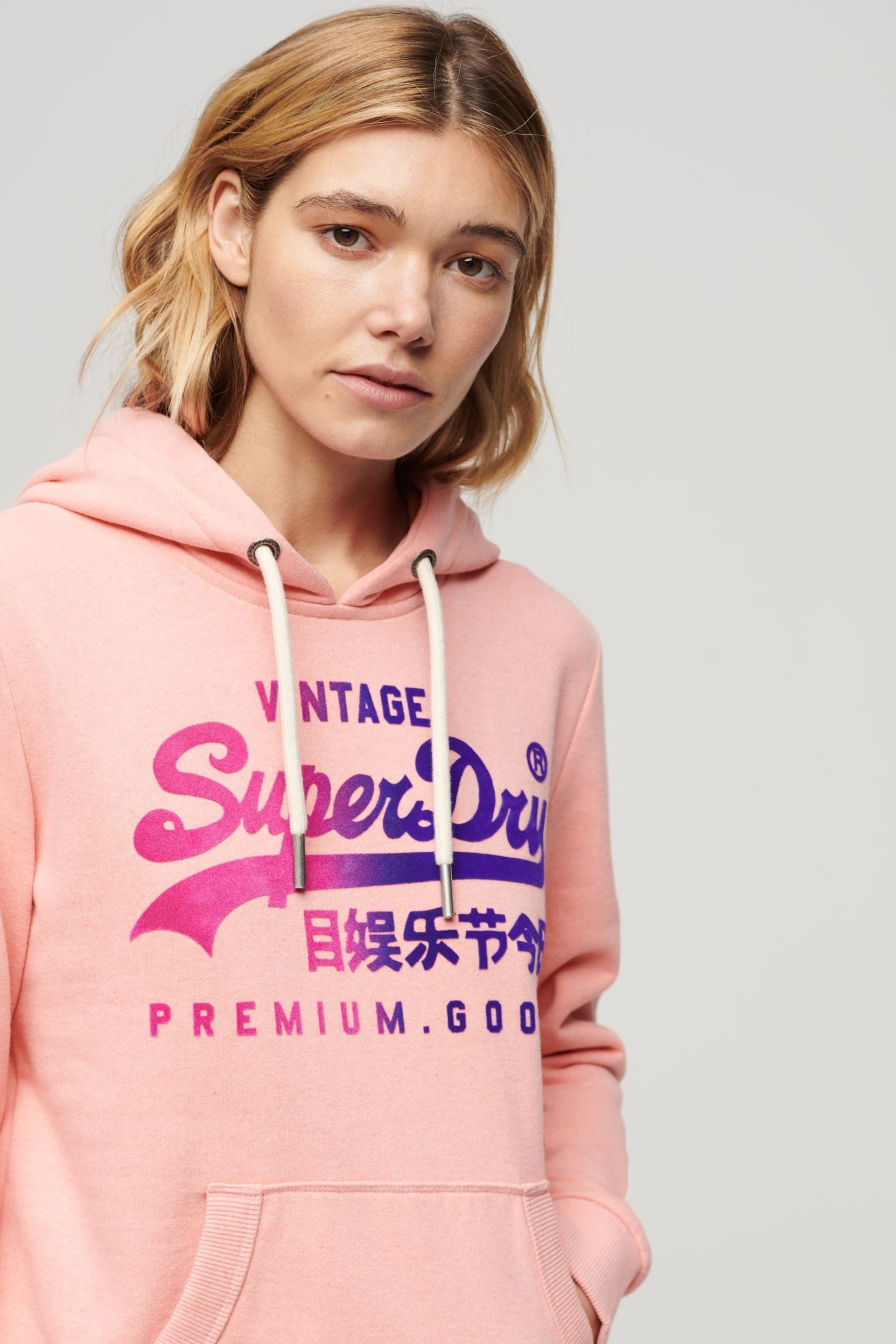 Superdry Pink Tonal Vintage Logo Graphic Hoodie - Image 4 of 7