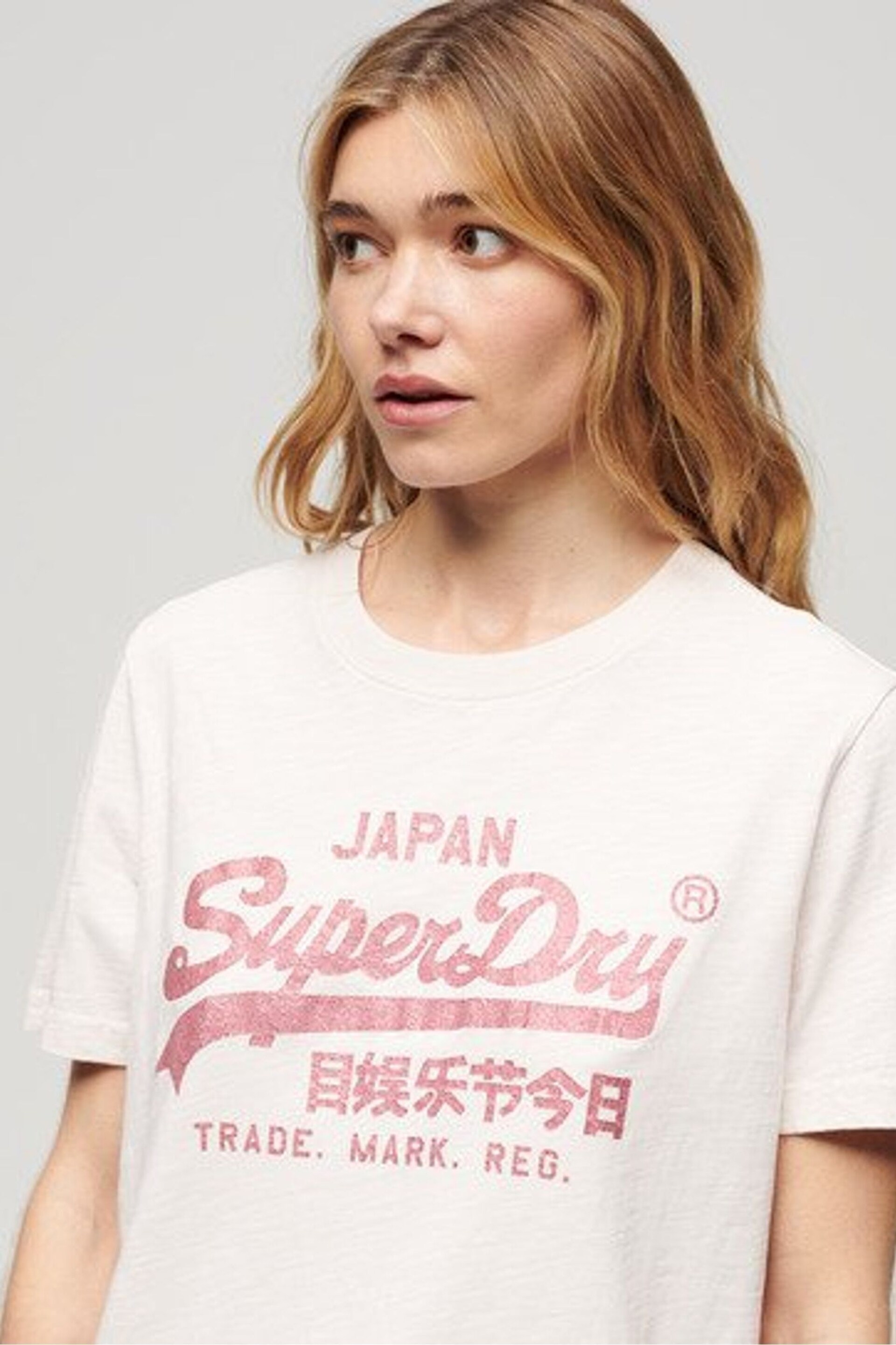 Superdry Pink Metallic Relaxed T-Shirt - Image 1 of 4