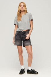 Superdry Grey 100% Cotton Slouchy Cropped T-Shirt - Image 3 of 6