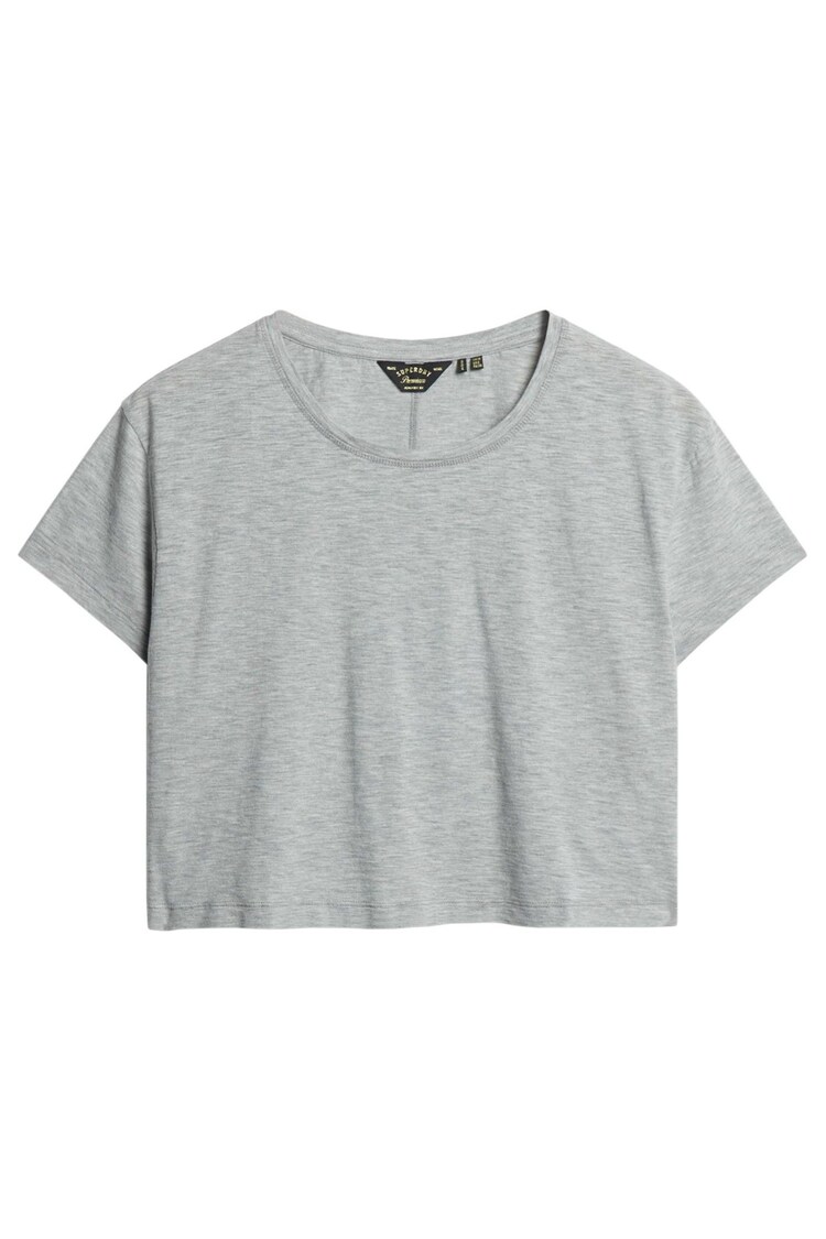 Superdry Grey 100% Cotton Slouchy Cropped T-Shirt - Image 6 of 6