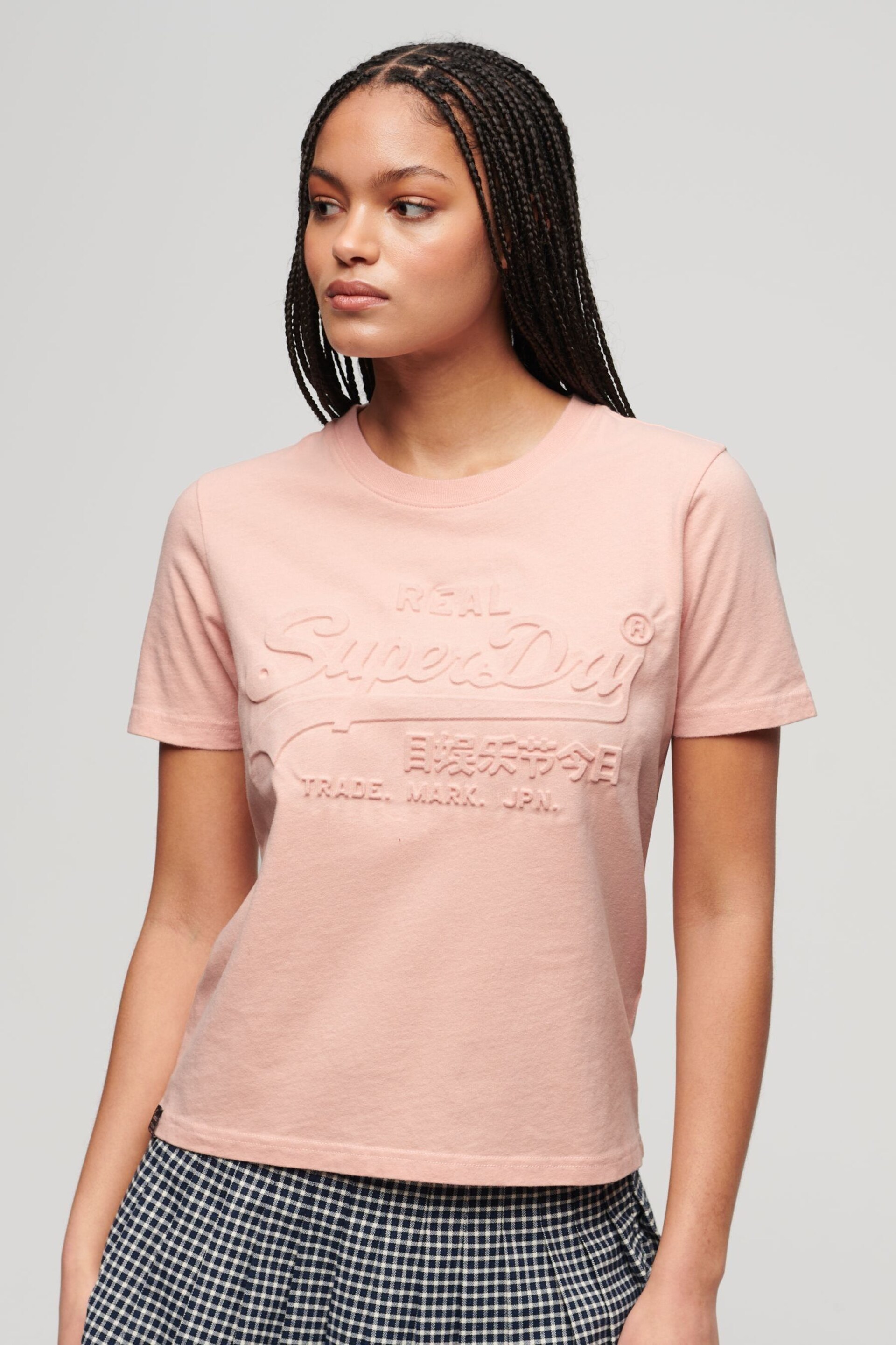 Superdry Pink Embossed Relaxed T-Shirt - Image 1 of 6