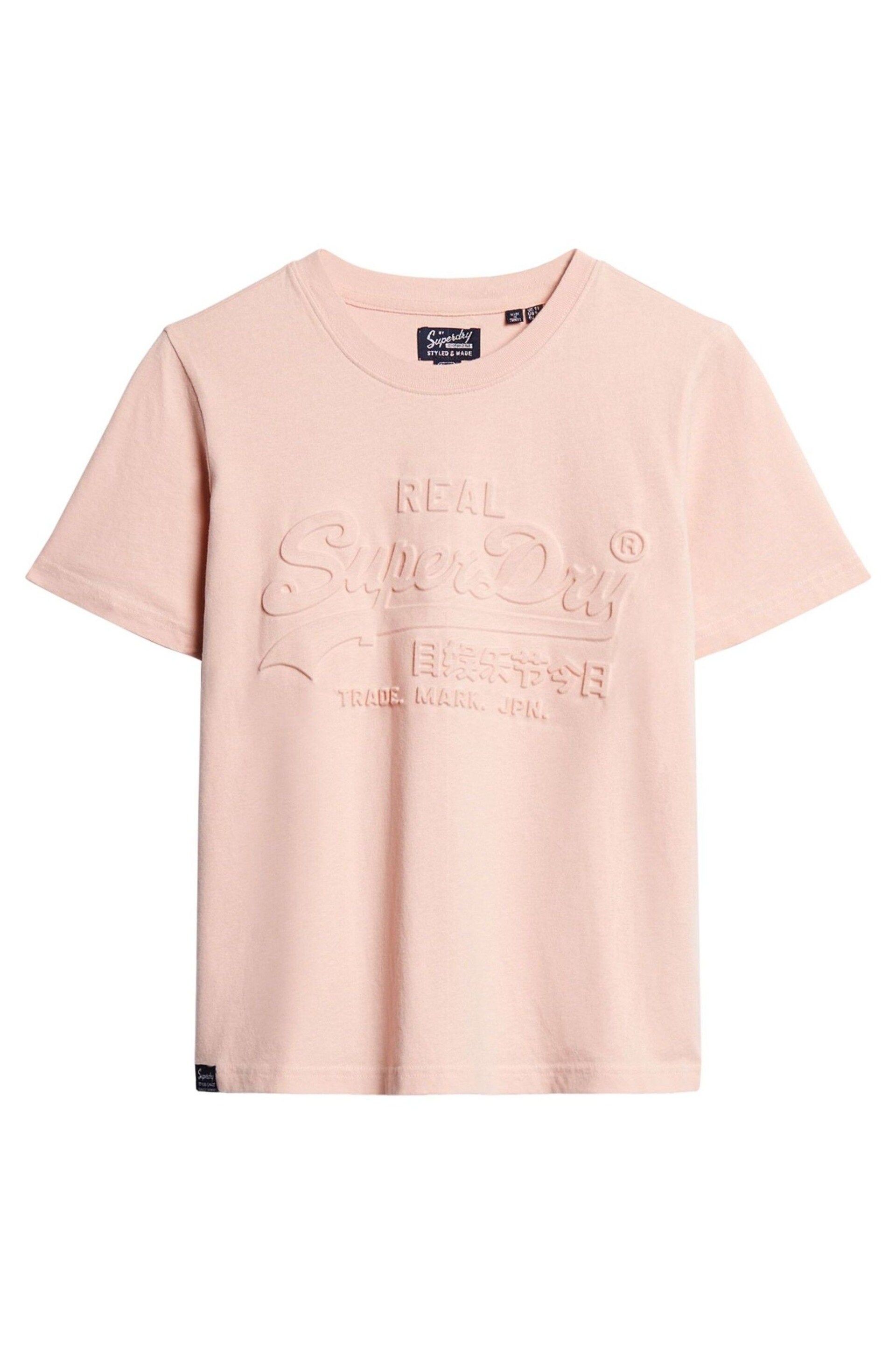 Superdry Pink Embossed Relaxed T-Shirt - Image 4 of 6
