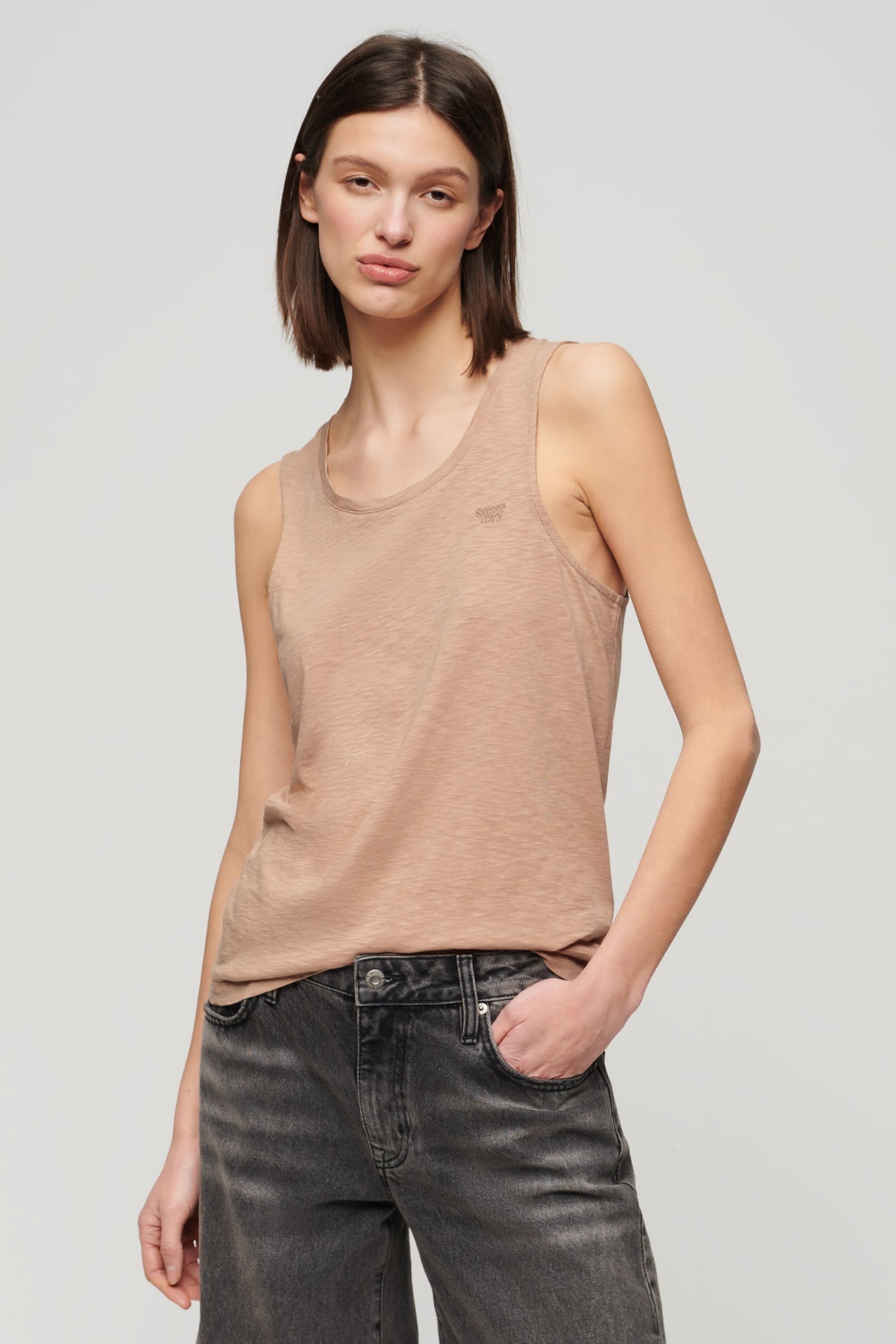 Superdry Cream Scoop Neck Tank - Image 1 of 5