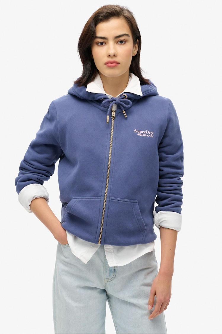 Superdry Light Navy Essential Logo Zip Hoodie - Image 1 of 5