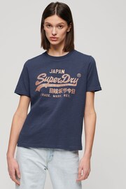 Superdry Blue Metallic Relaxed T-Shirt - Image 1 of 6