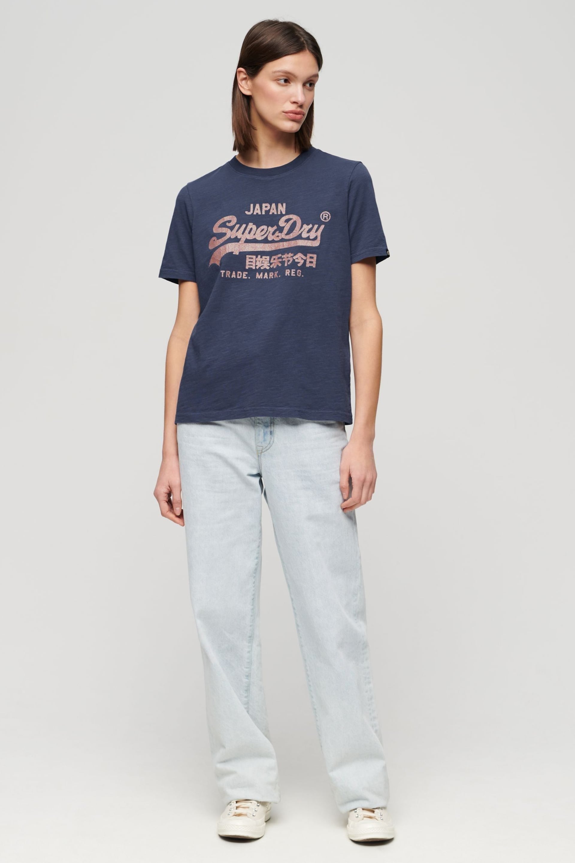 Superdry Blue Metallic Relaxed T-Shirt - Image 2 of 6