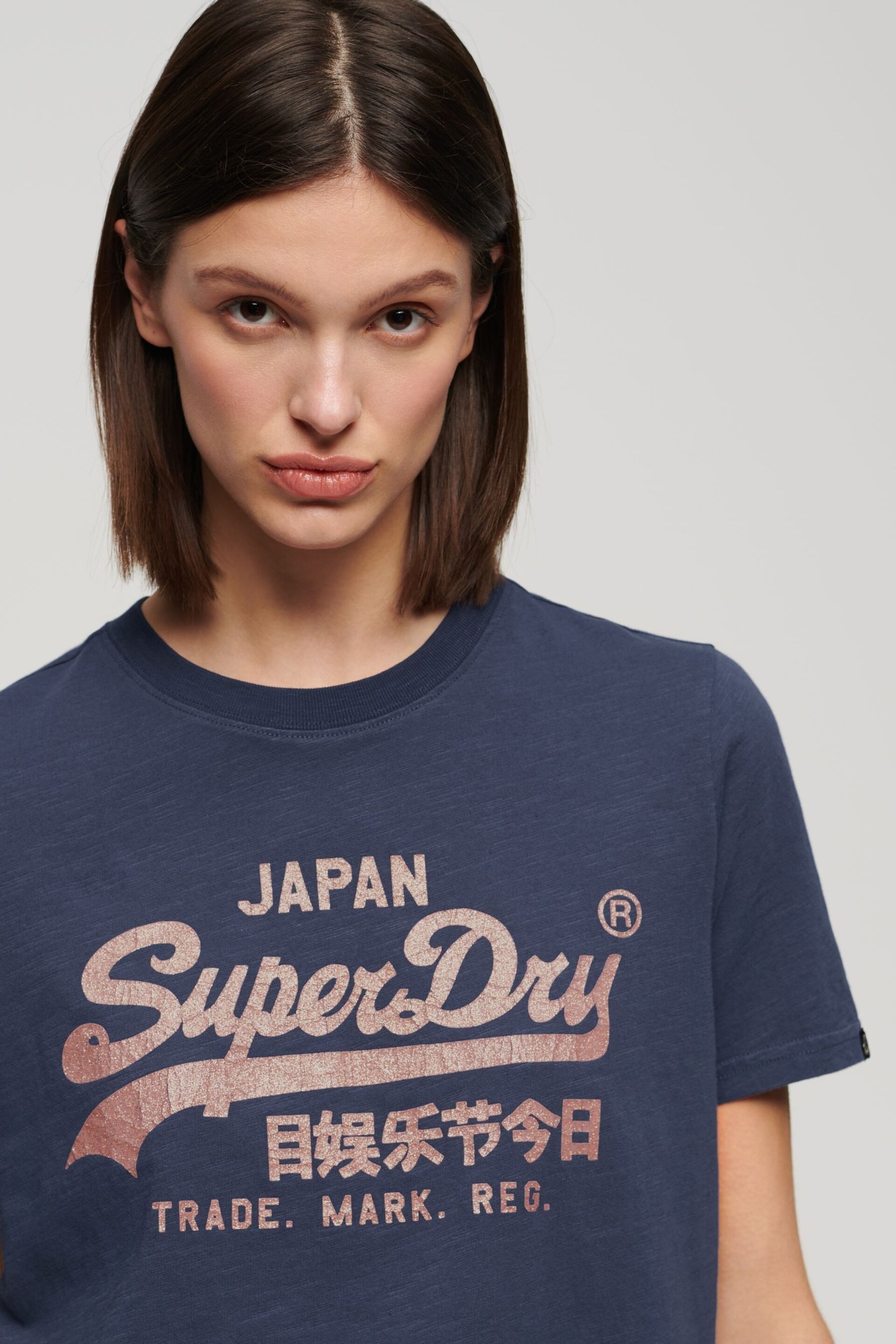 Superdry Blue Metallic Relaxed T-Shirt - Image 3 of 6