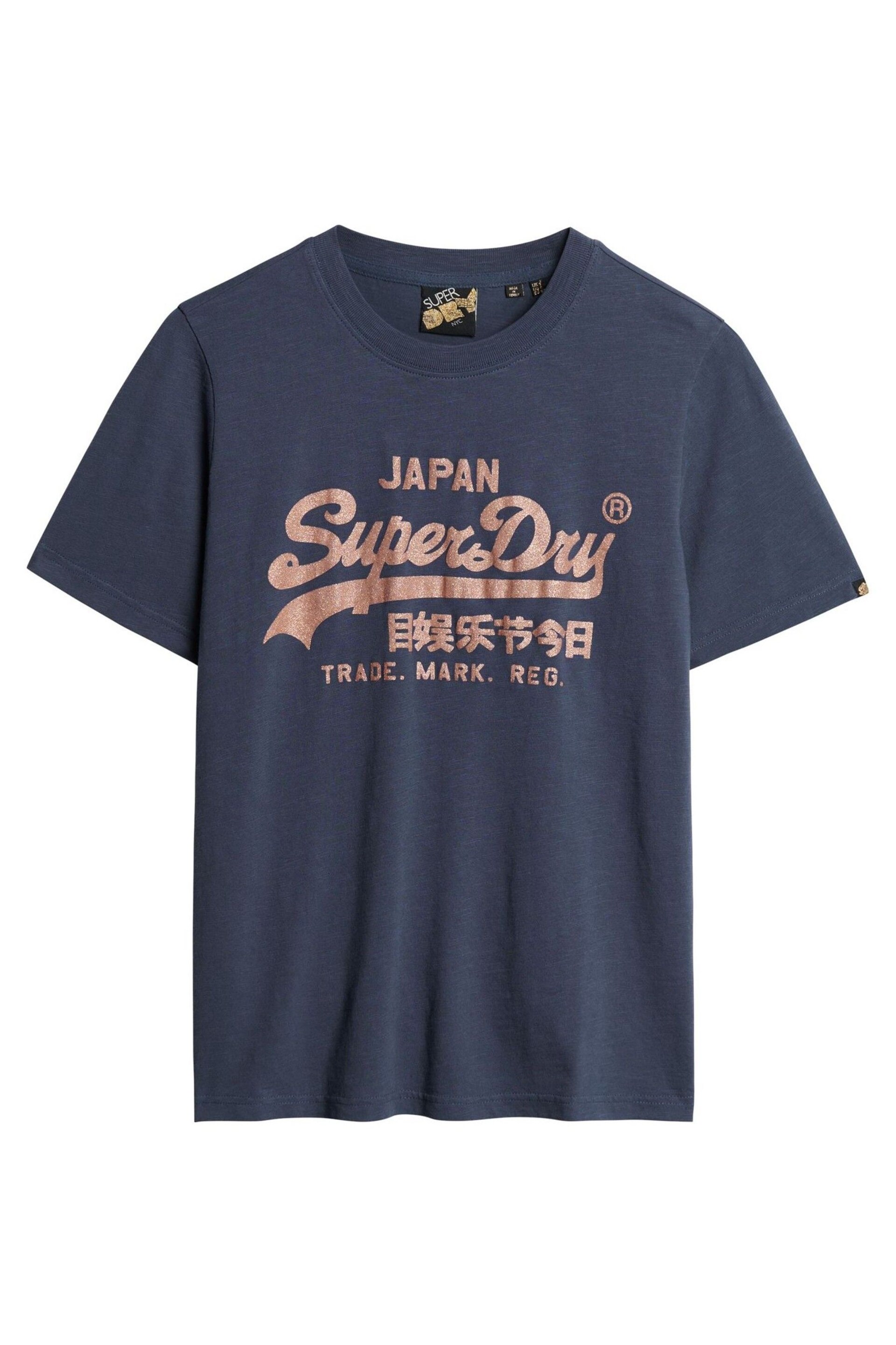 Superdry Blue Metallic Relaxed T-Shirt - Image 4 of 6