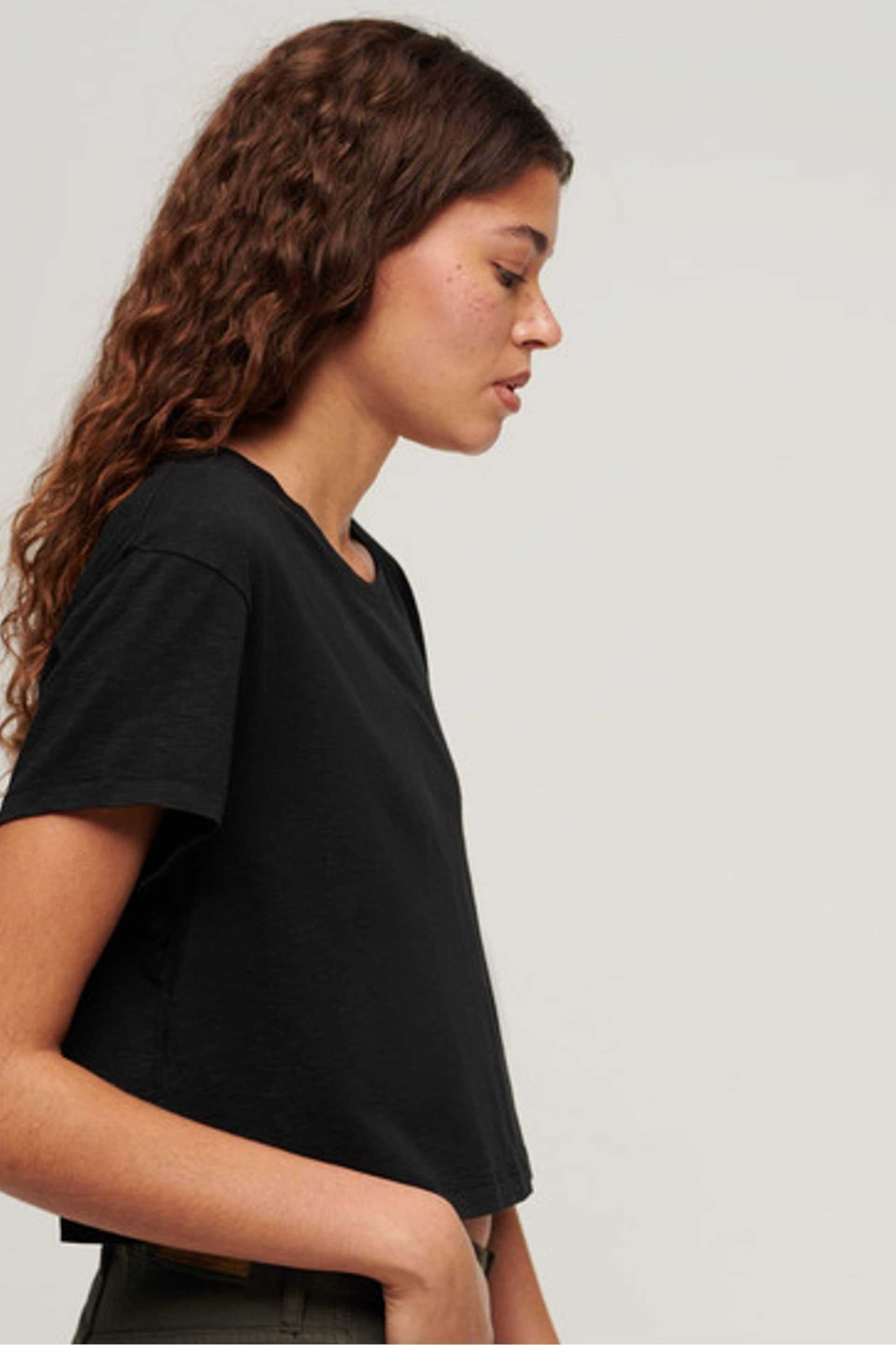 Superdry Black Slouchy Cropped T-Shirt - Image 4 of 6