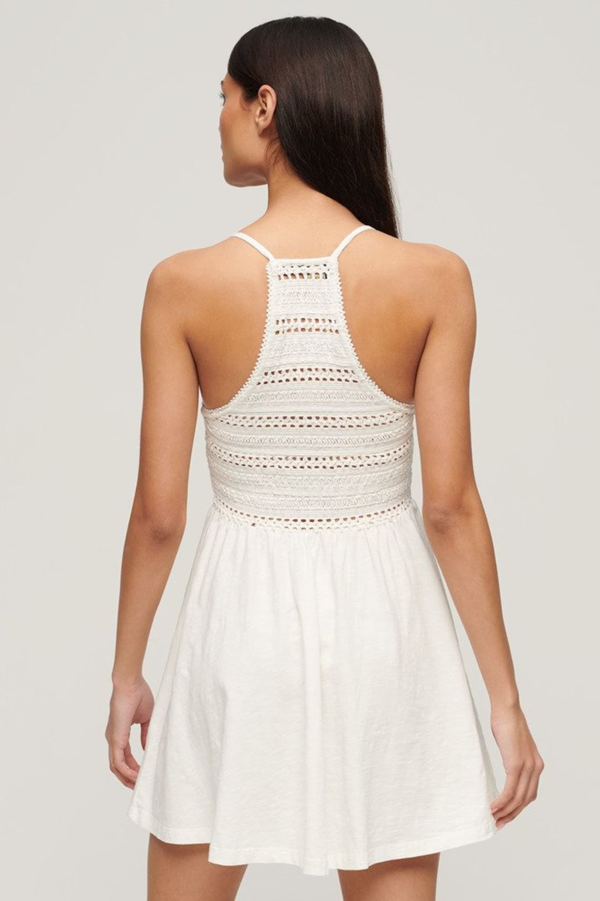 Superdry White Jersey Lace Mini Dress - Image 2 of 6
