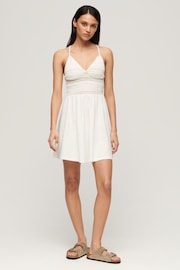 Superdry White Jersey Lace Mini Dress - Image 3 of 6
