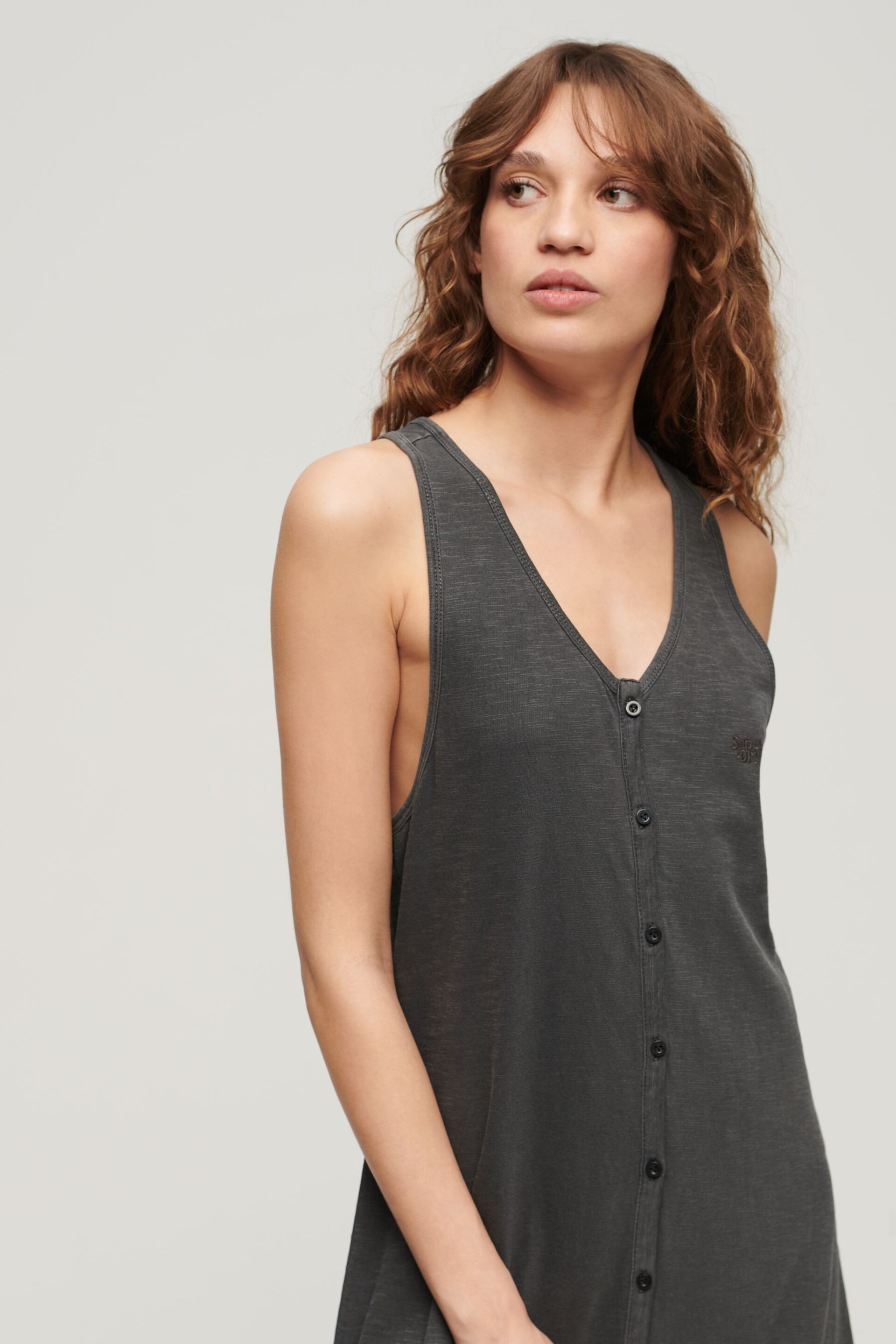 Superdry Beach Black Jersey Vest Midi Dress - Image 4 of 5