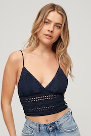 Superdry Blue Jersey Lace Bralet Top - Image 1 of 5