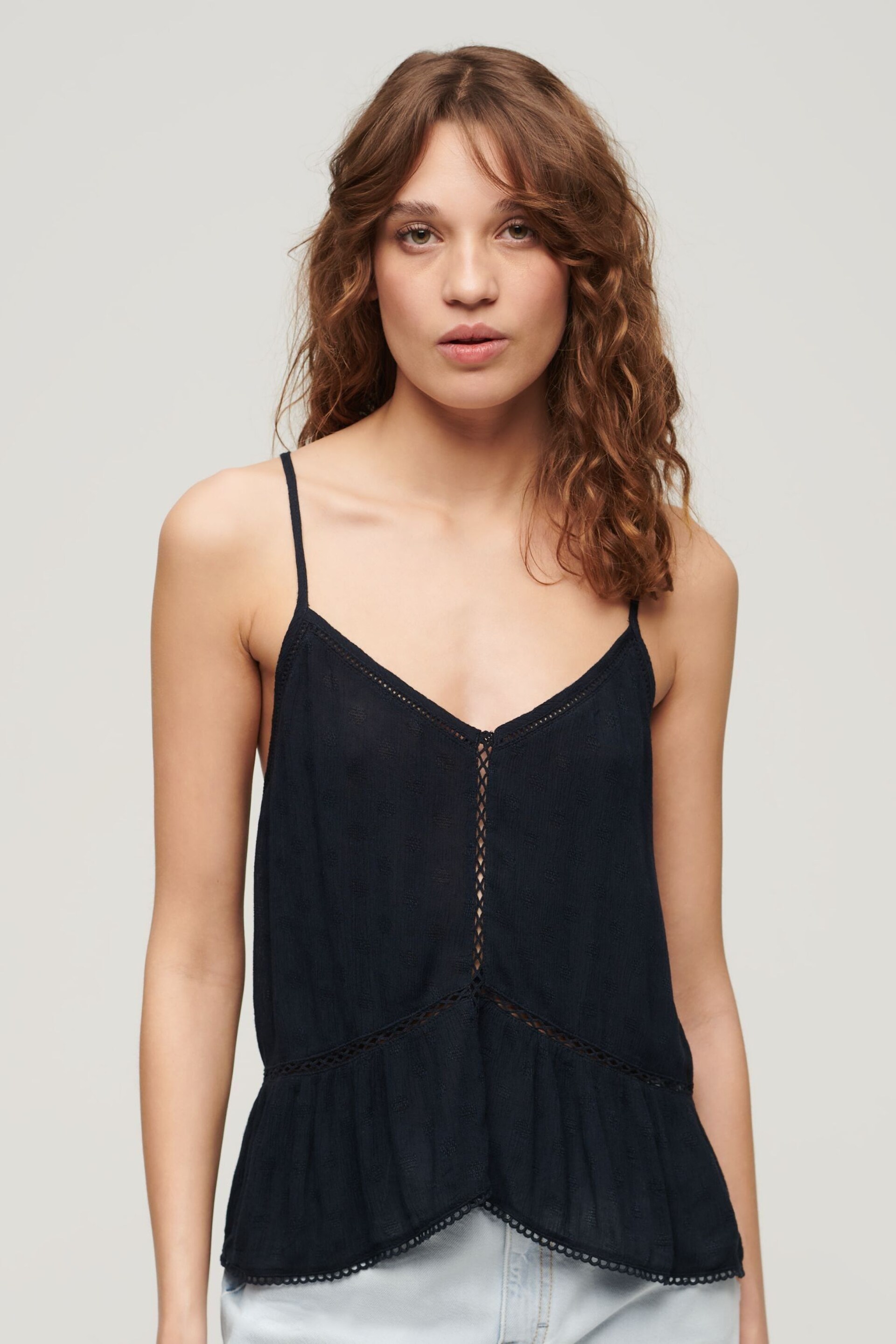 Superdry Blue Vintage Ladder Trim Cami Top - Image 1 of 4