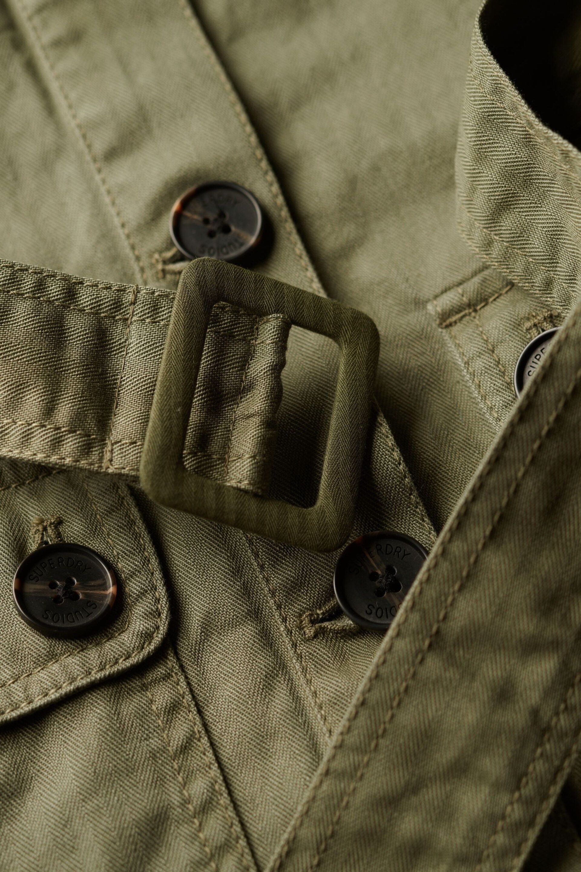 Superdry Green Cotton Belted Safari Utility Jacket - Image 5 of 6