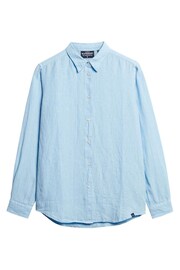 Superdry Blue Casual Linen Boyfriend Shirt - Image 3 of 5