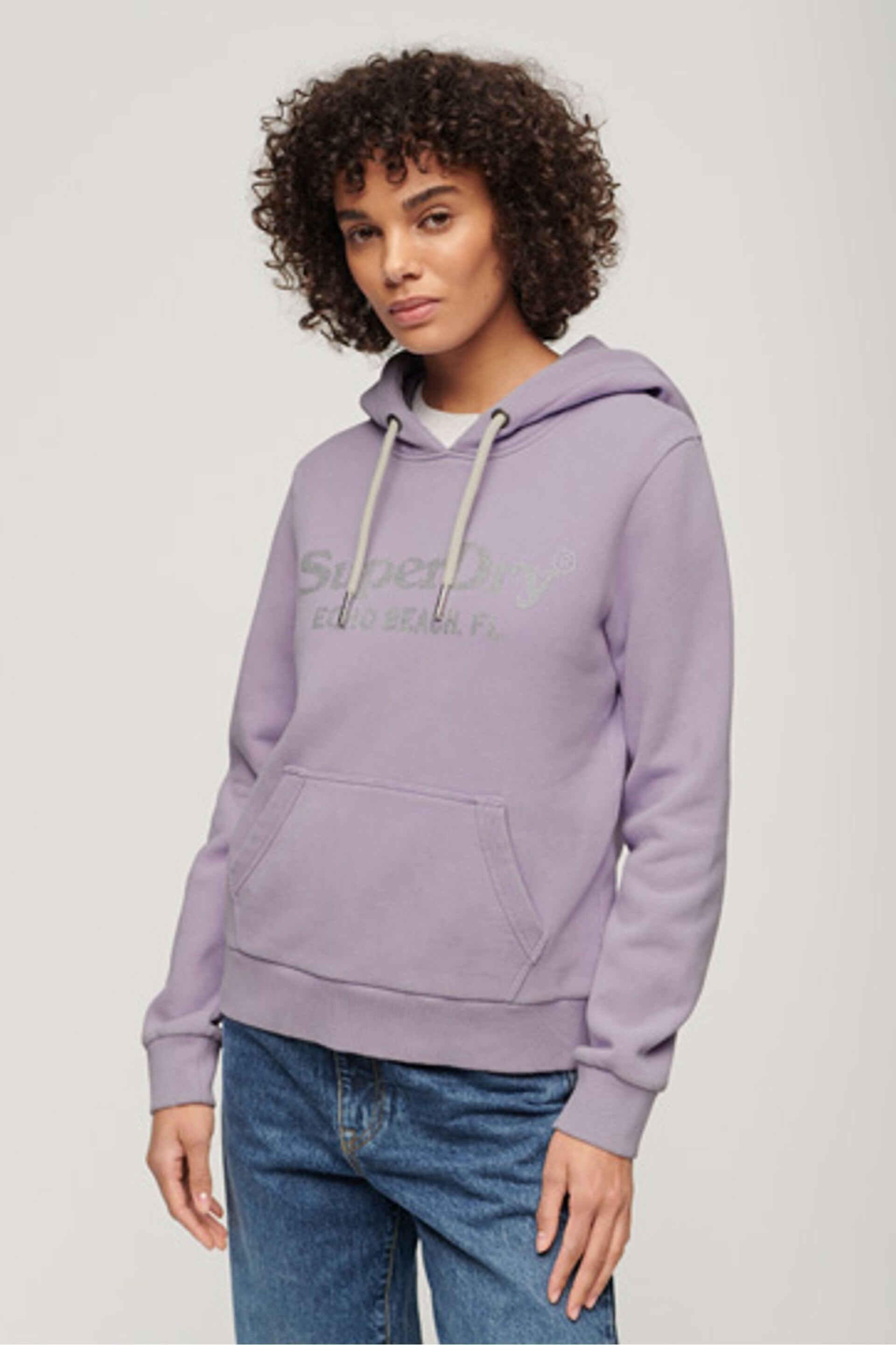 Superdry Purple Metallic Venue Logo Hoodie - Image 1 of 6