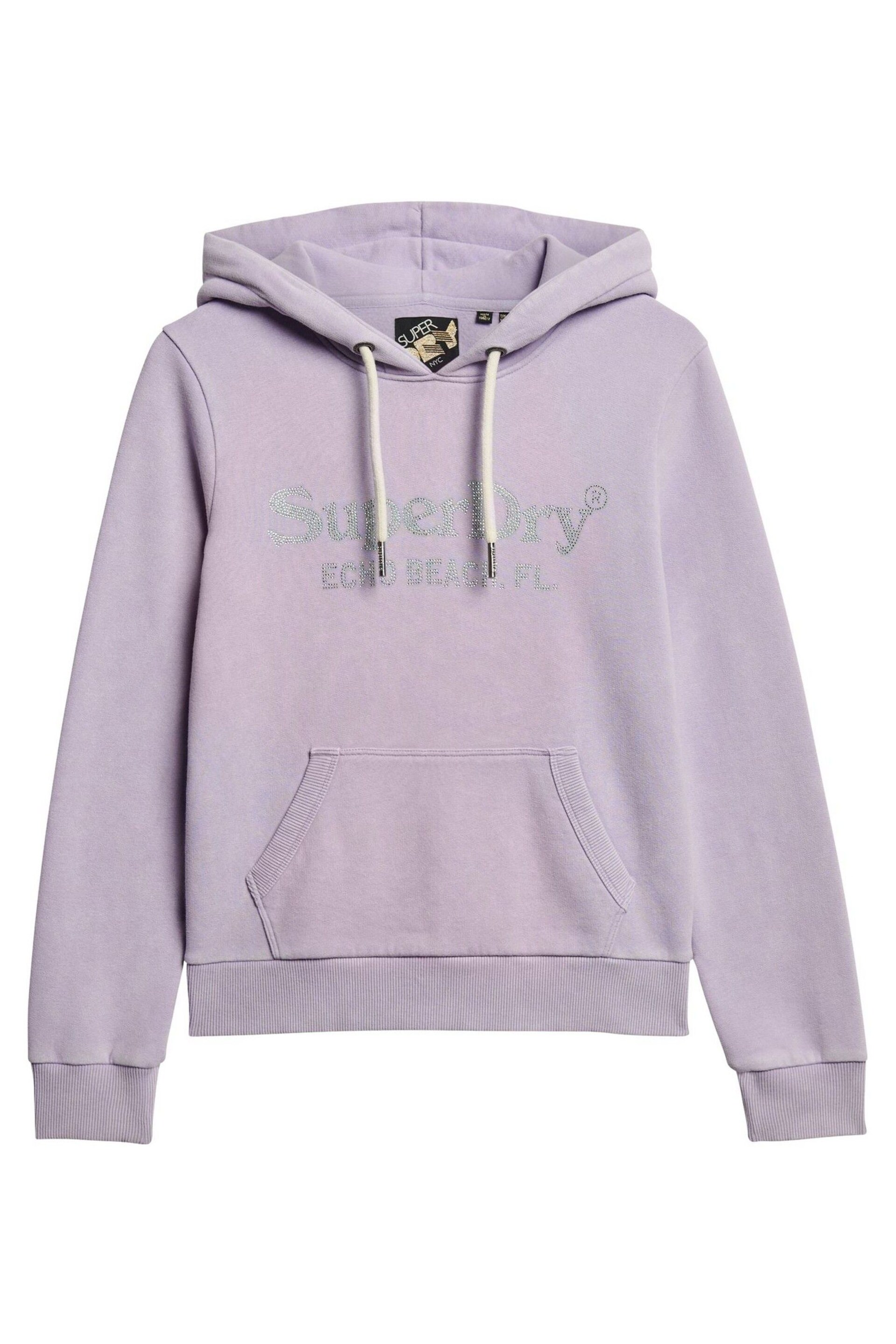 Superdry Purple Metallic Venue Logo Hoodie - Image 4 of 6