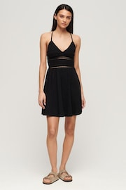 Superdry Black Jersey Lace Mini Dress - Image 3 of 5