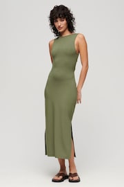 Superdry Green Jersey Twist Back Midi Dress - Image 1 of 5