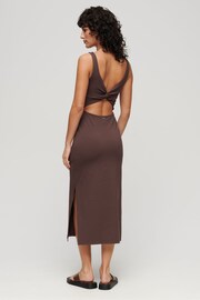 Superdry Brown Jersey Twist Back Midi Dress - Image 2 of 6