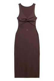 Superdry Brown Jersey Twist Back Midi Dress - Image 4 of 6