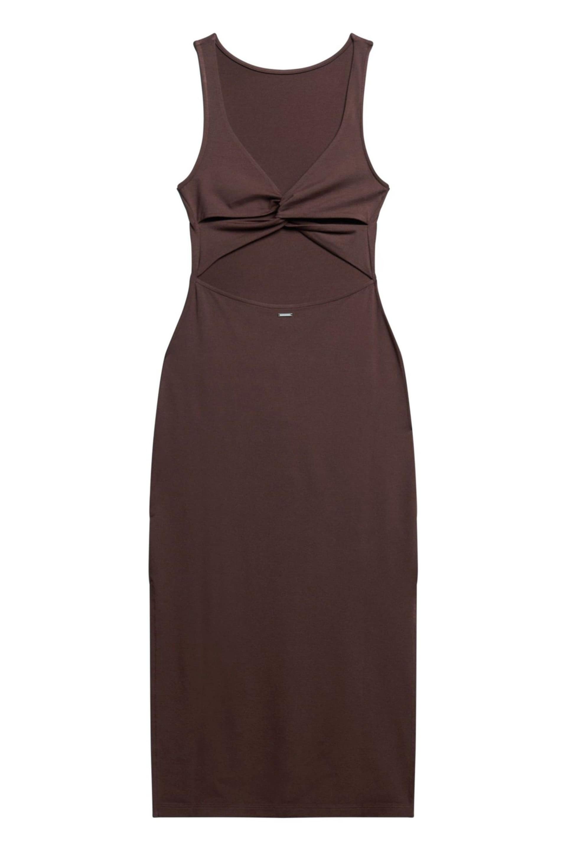 Superdry Brown Jersey Twist Back Midi Dress - Image 4 of 6