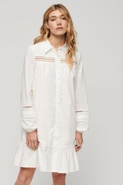 Superdry White Lace Mix Shirt Dress - Image 5 of 9