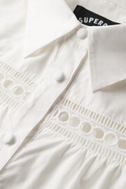 Superdry White Lace Mix Shirt Dress - Image 8 of 9