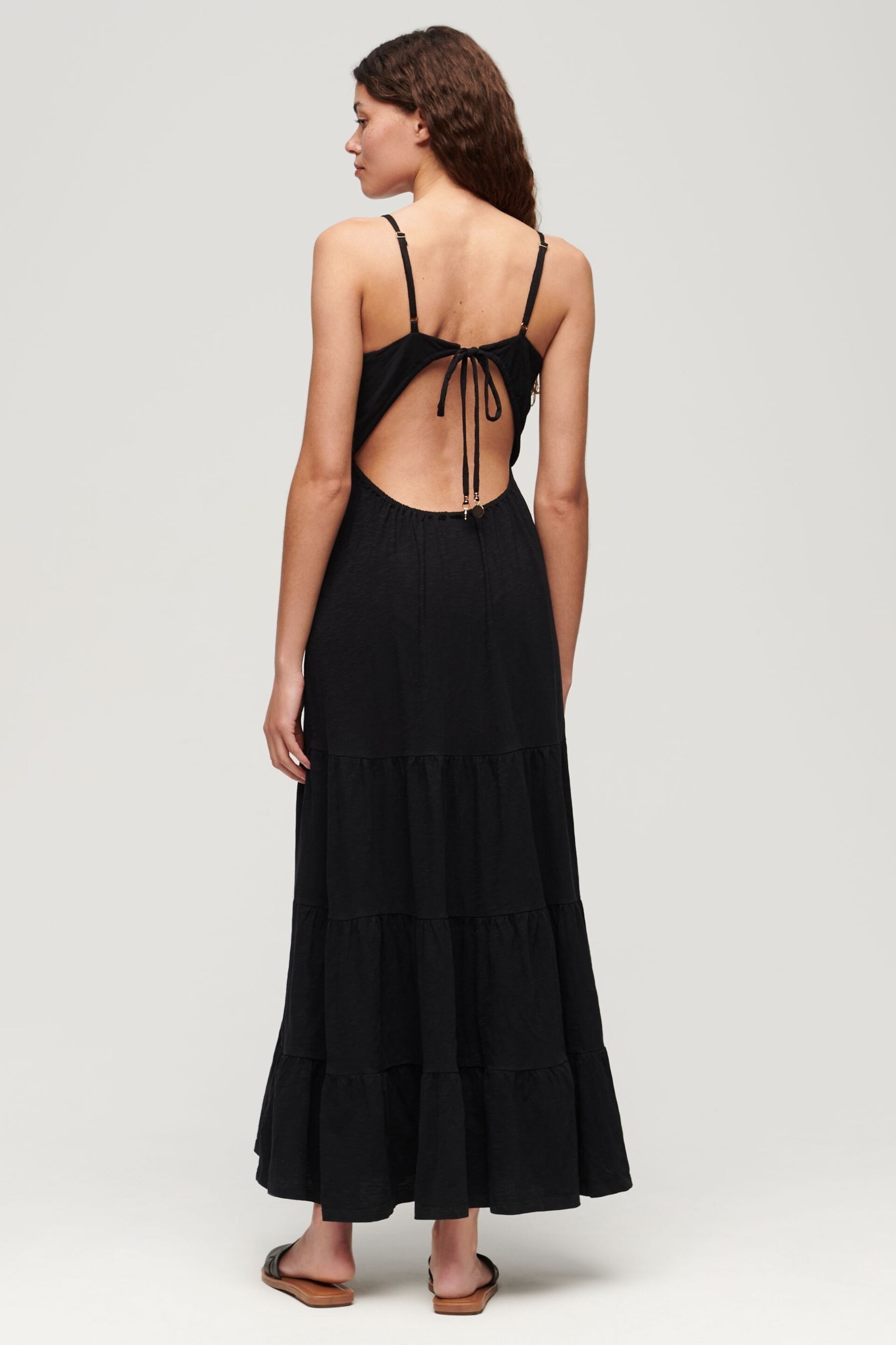 Superdry Black Smocked Cami Maxi Dress - Image 2 of 3