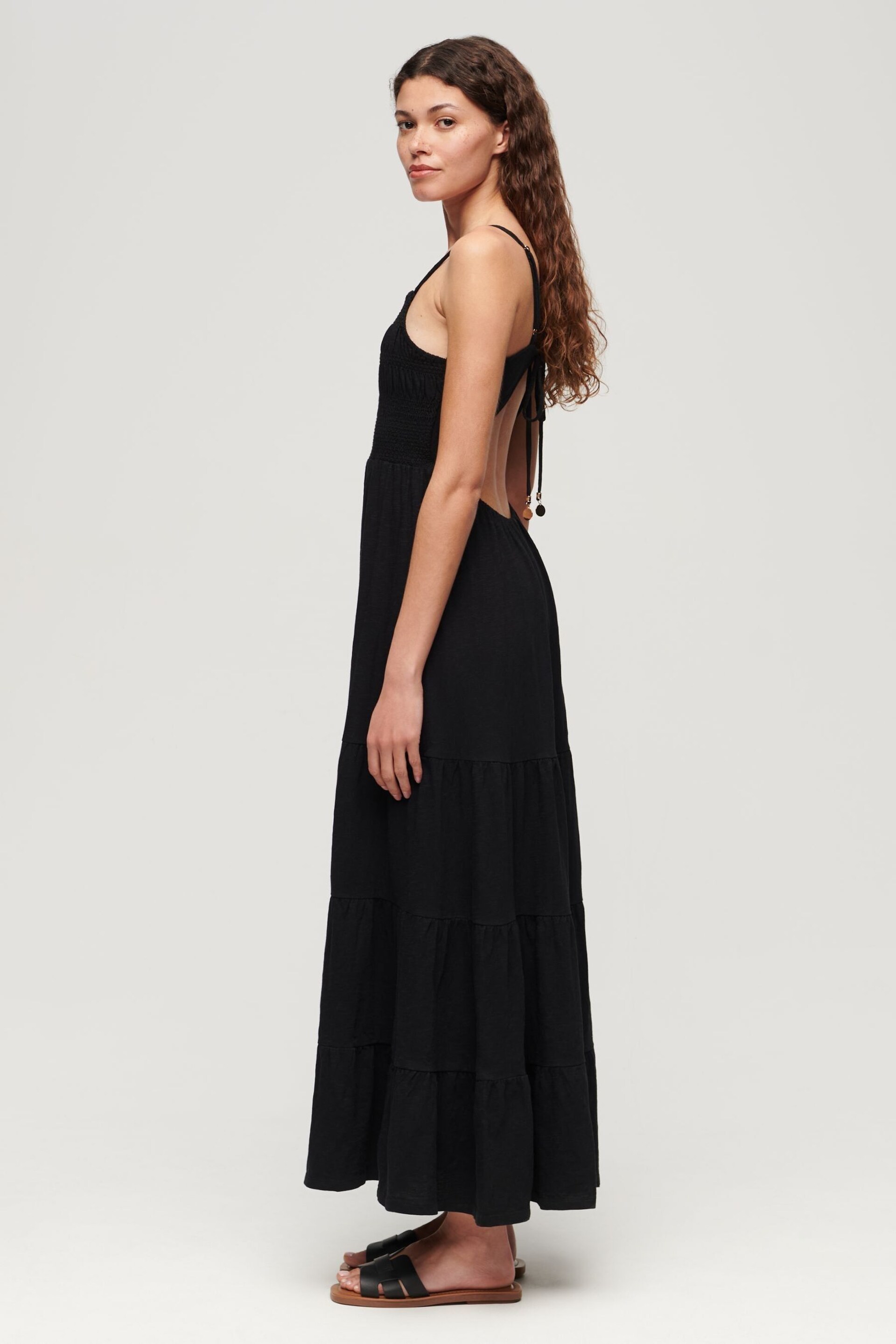 Superdry Black Smocked Cami Maxi Dress - Image 3 of 3