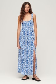 Superdry Blue Tie Maxi Dress - Image 1 of 10
