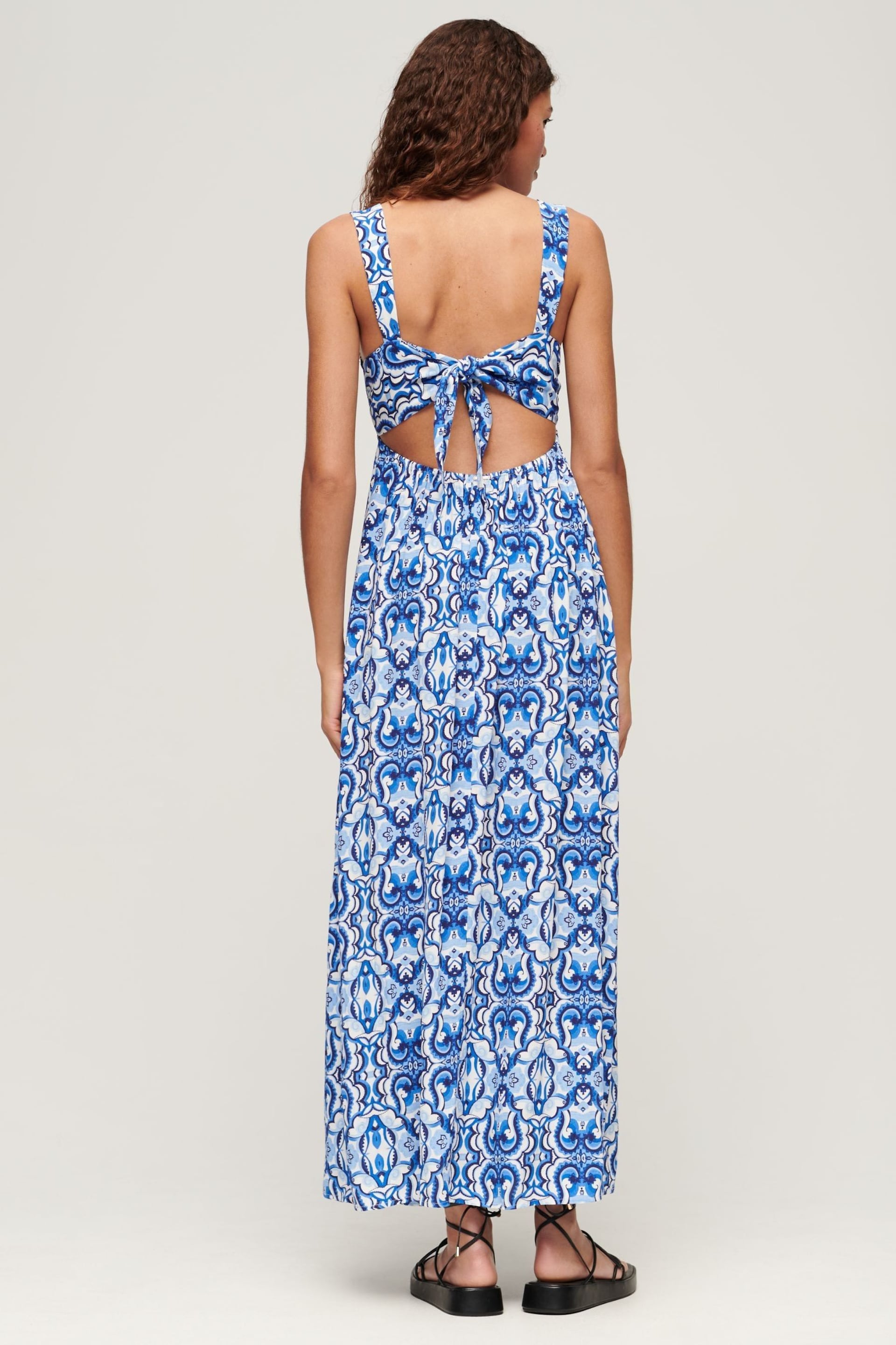Superdry Blue Tie Maxi Dress - Image 5 of 10