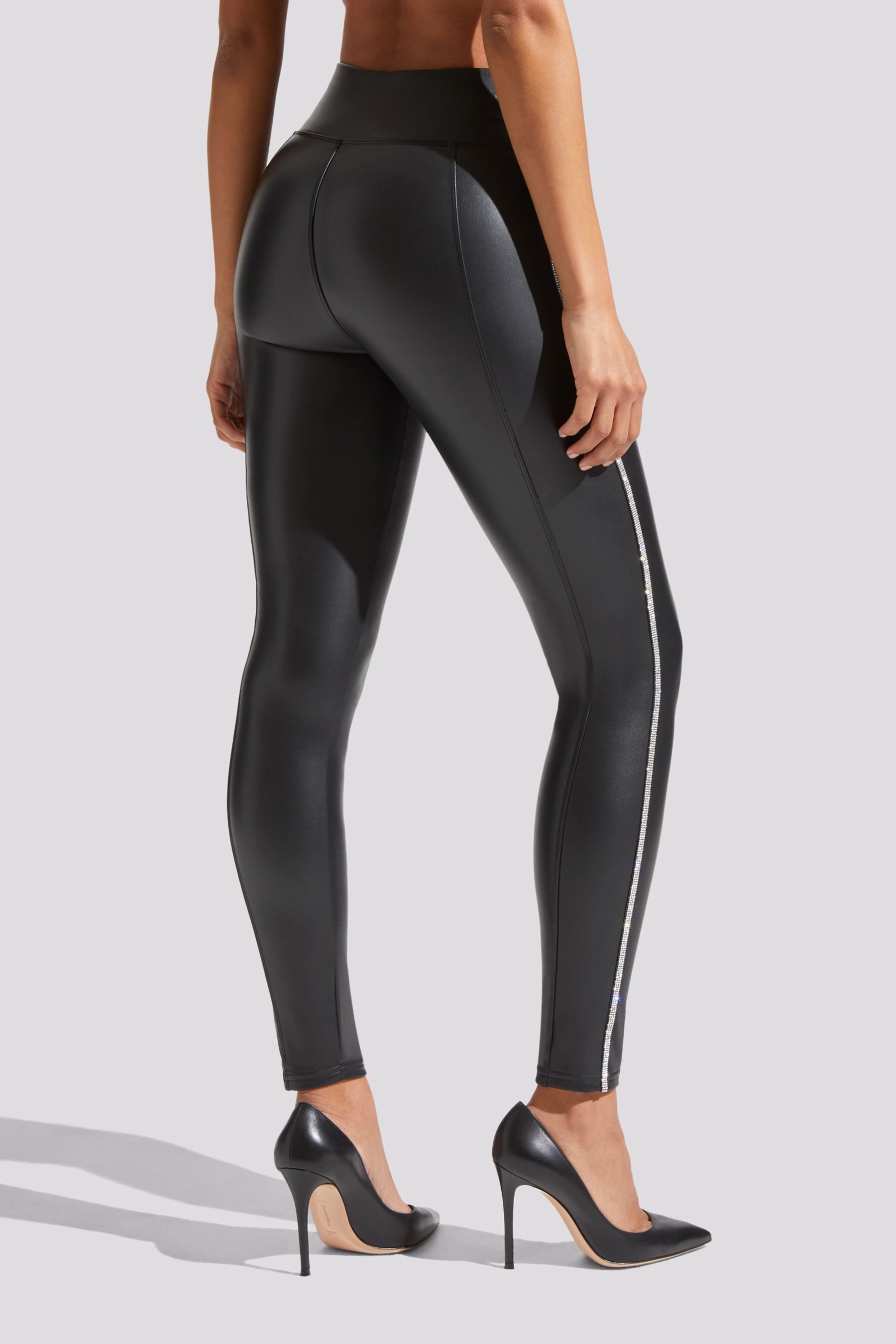 Buy Ann Summers Black Diamante Side Seam PU Lucille Leggings from Next Luxembourg