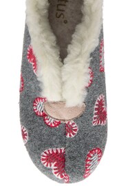 Lotus Grey Flat Textile Slippers - Image 4 of 4