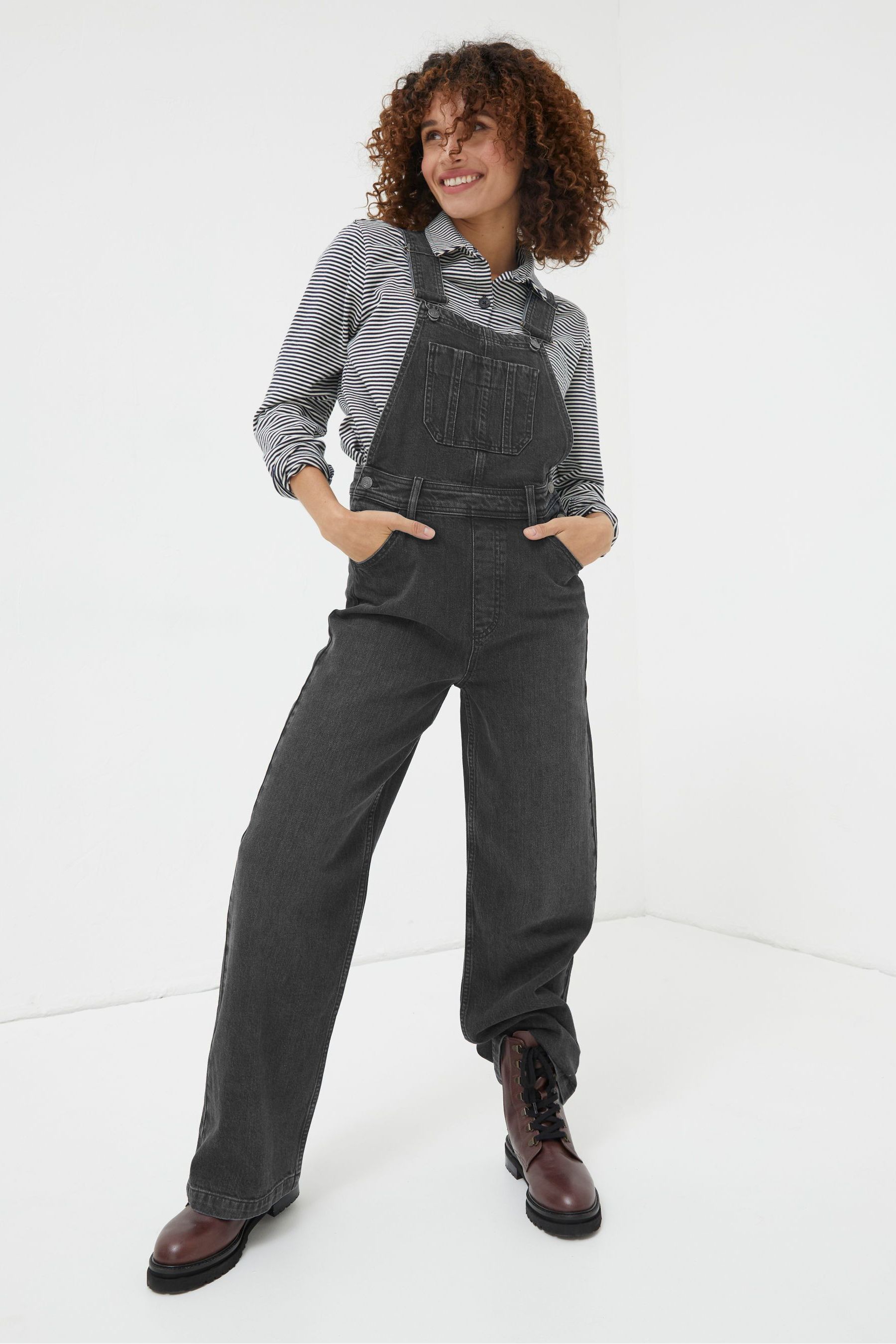 Buy FatFace Black Tetbury Wide Leg Dungarees from Next Luxembourg