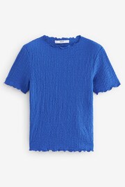 Colbalt Blue Short Sleeve Lettuce Edge Textured Top - Image 6 of 6