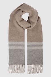 Reiss Camel Otto Wool-Cashmere Stripe Scarf - Image 3 of 4