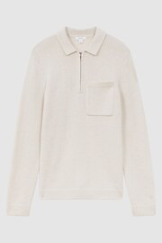 Reiss Ecru Fleetwood Wool Blend Half-Zip Polo Jumper - Image 2 of 4