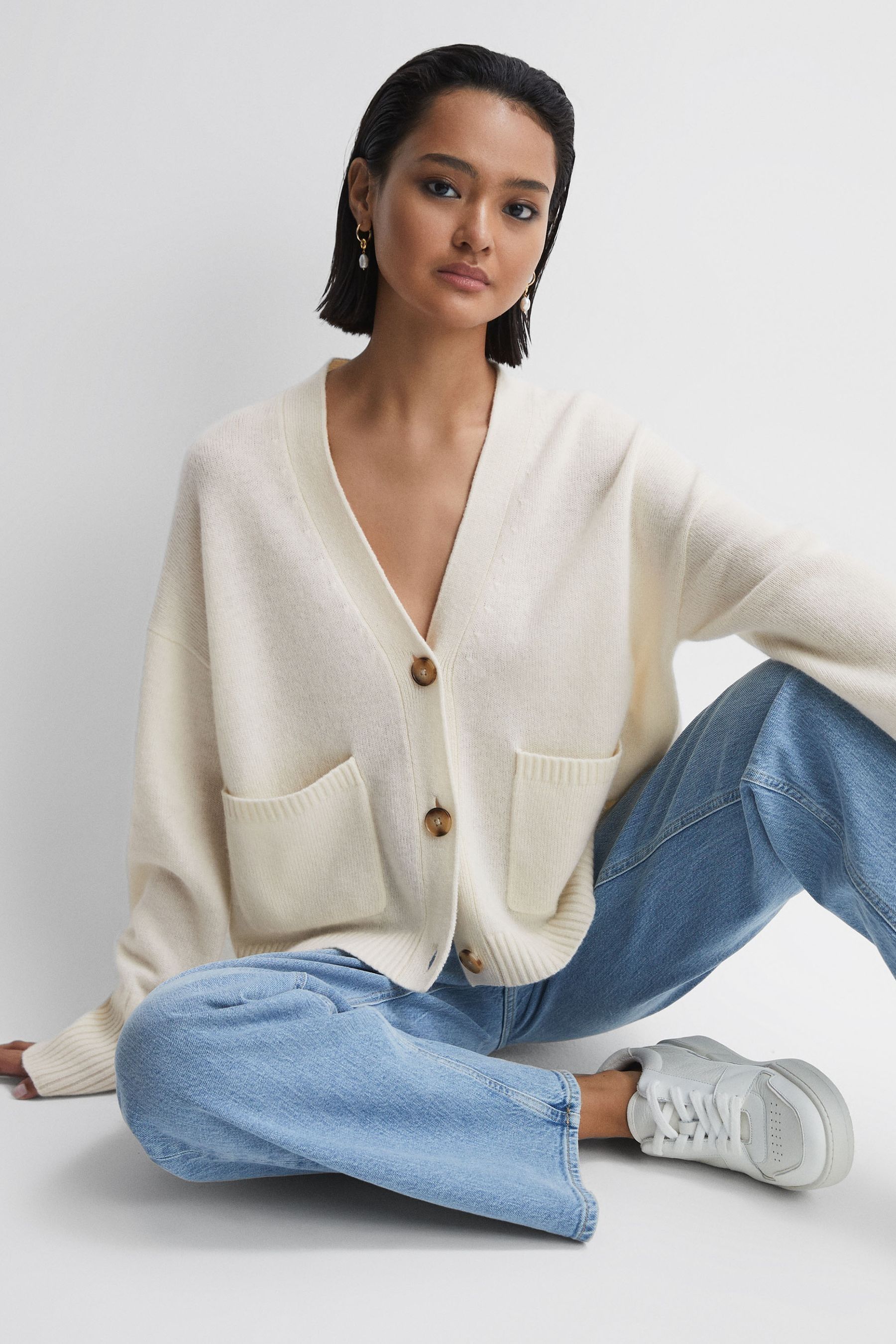 Buy Reiss Ivory Juni Relaxed Wool Cashmere Cardigan from the Next UK online shop