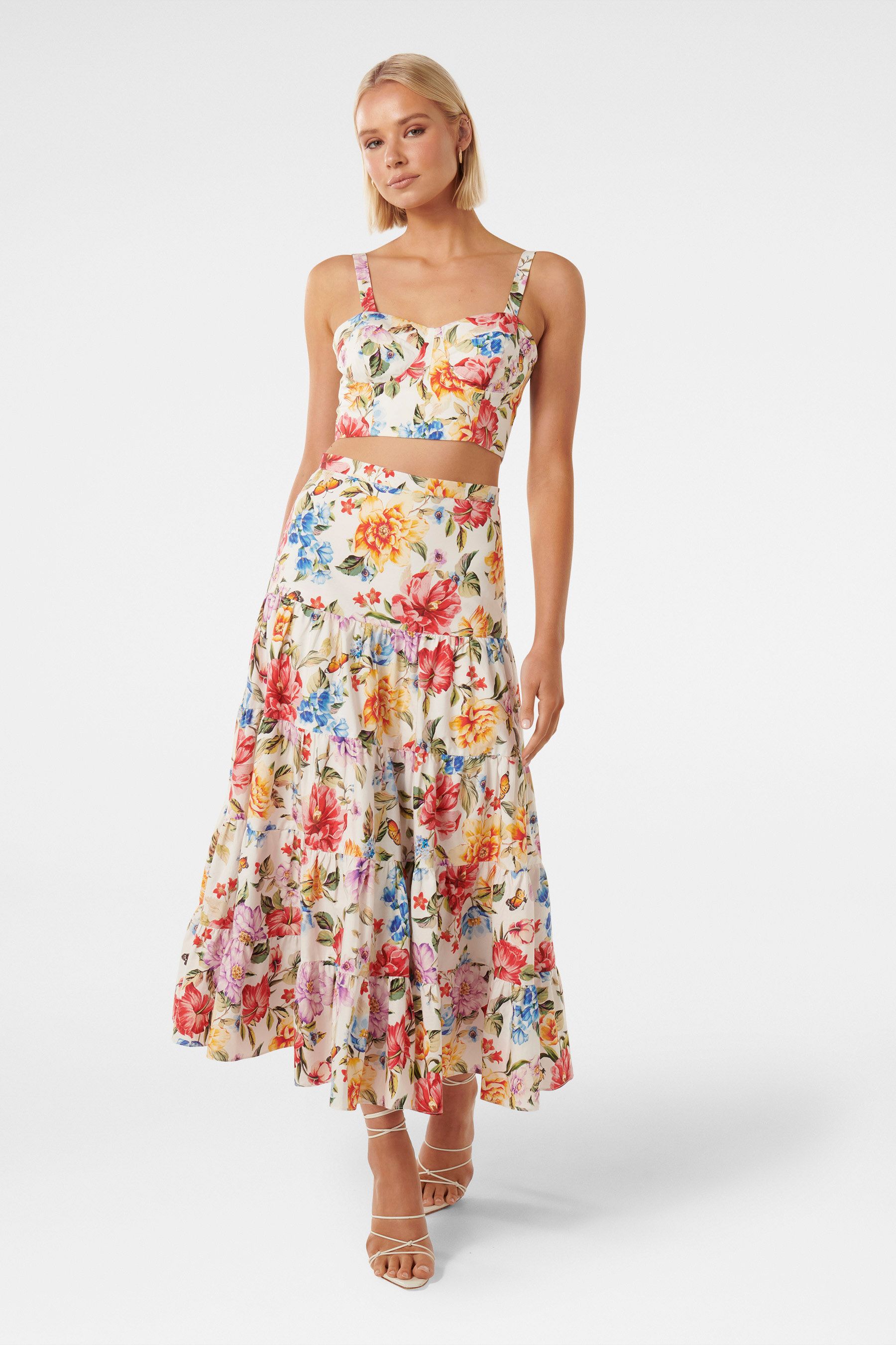 Buy Forever New White Tilly Tiered Midi Skirt from Next Germany